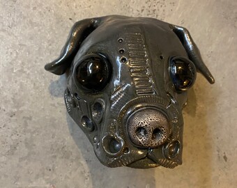 Ceramic dog head, wall hanging
