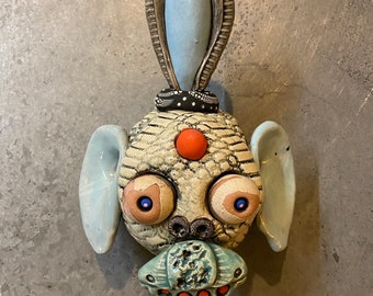 Ceramic sculpture, wall hanging, mask, devil