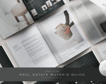 Luxury Real Estate Buyer&#39;s Guide Template | Editable Canva Template for Realtors | Instant Download | Elegant Marketing Tool for Agents