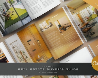 The Mod Real Estate Buyer’s Guide | Mid-Century Modern Aesthetic | Editable Canva Template | Realtor Marketing |
