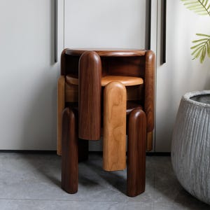 Stackable Wooden Stool for Kids | Solid Cherry or Walnut Montessori Furniture