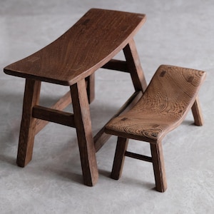 Vintage Wooden Step Stool and Child's Footstool | Handcrafted Wooden Meditation Stool | Real Wood Riser | Antique Wooden Shoe Bench