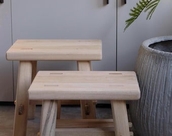 Handcrafted Camphor Wood Stool: Rustic Farmhouse Step Stool