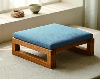 Japanese Floor Stool | Tatami Seating | Minimalist Wooden Meditation Bench | Japandi Low Chair
