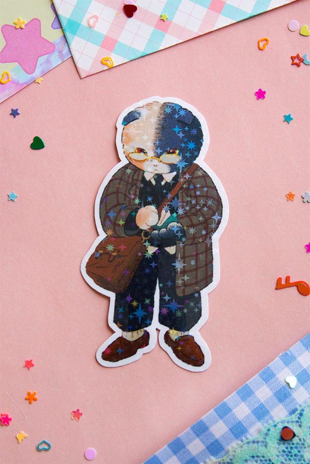 Cat Scholar Sticker | Cute Holographic Stickers, Cat Stickers, Dark ...