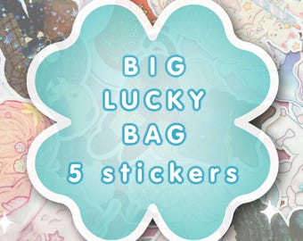 Big Mystery Grab Bag | 5 surprise kawaii holographic stickers, cute lucky gift perfect for stationery collectors & journal lovers