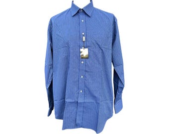 Authentic Yves Saint Laurent Vintage Blue Striped Cotton Men Shirt Size 41/16 M/L