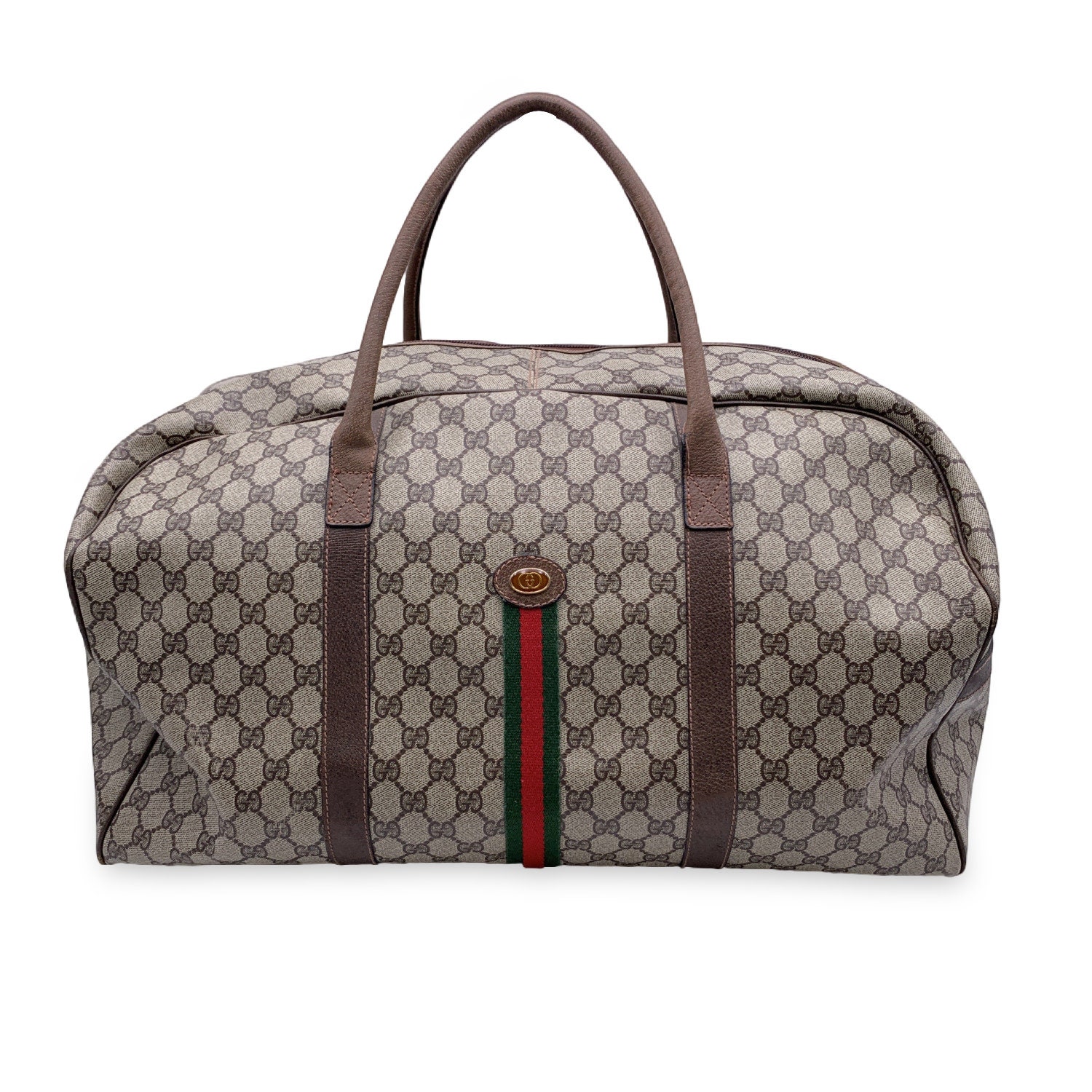 Gucci Beige/Blue GG Supreme Star Canvas Large Carry On Duffle Bag
