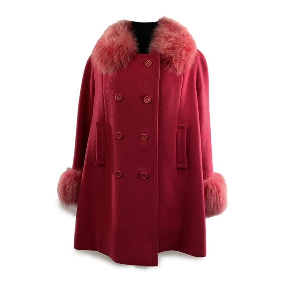 Authentic Vintage Pink Wool Double Breasted Coat S