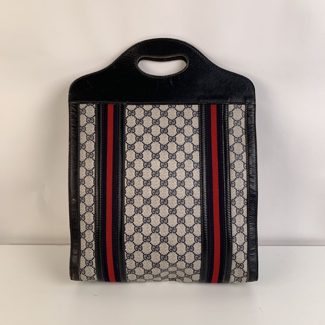 Authentic Gucci Vintage Blue Monogram Shopping Bag Tote with Etsy