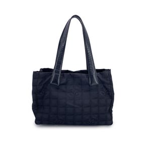 Authentic Chanel Black Nylon New Travel Line Tote Shoulder Bag 2000s