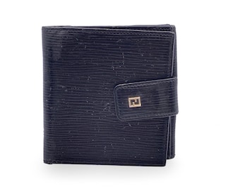 Autentico portamonete Fendi vintage in pelle nera Epi con portafoglio bifold