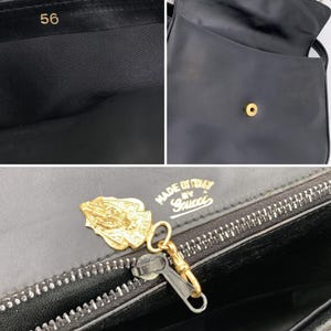 Authentic Gucci Vintage Black Leather GG Cut Out Flap Shoulder Bag