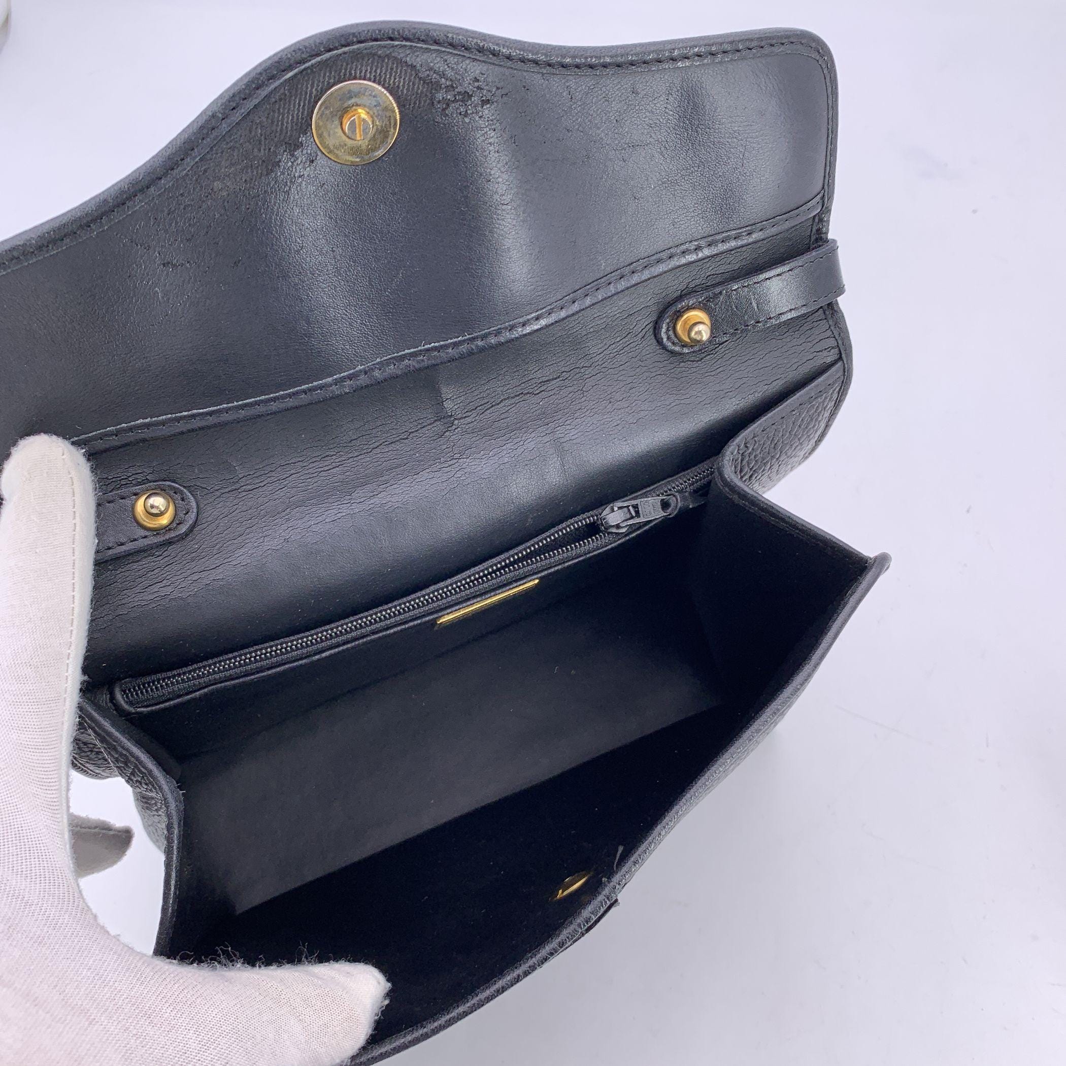 クリスチャンディオール　ヴィンテージ　ブラックレザーハンドバッグ クリスチャン・ディオール ヴィンテージ ブラックレザー サッチェル