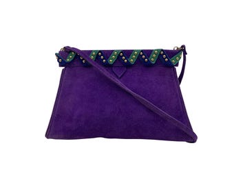 Oryginalna torebka Yves Saint Laurent Rive Gauche Vintage z fioletowego zamszu
