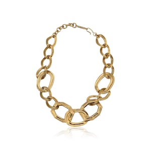 Authentic Yves Saint Laurent Vintage Gold Metal Big Chain Links Necklace