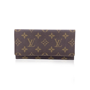 Authentique portefeuille long à deux volets en toile monogramme marron Louis Vuitton vintage