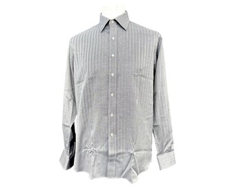 Authentic Yves Saint Laurent Vintage Herringbone Cotton Men Shirt Size 38/15 S/M
