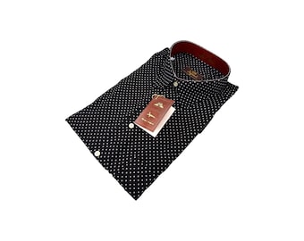 Authentic Ingram Vintage Black White Polka Dot Cotton Men Long Sleeve Shirt Size L