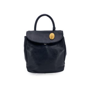 Authentic Christian Dior Vintage Black Nappa Leather Handbag Satchel