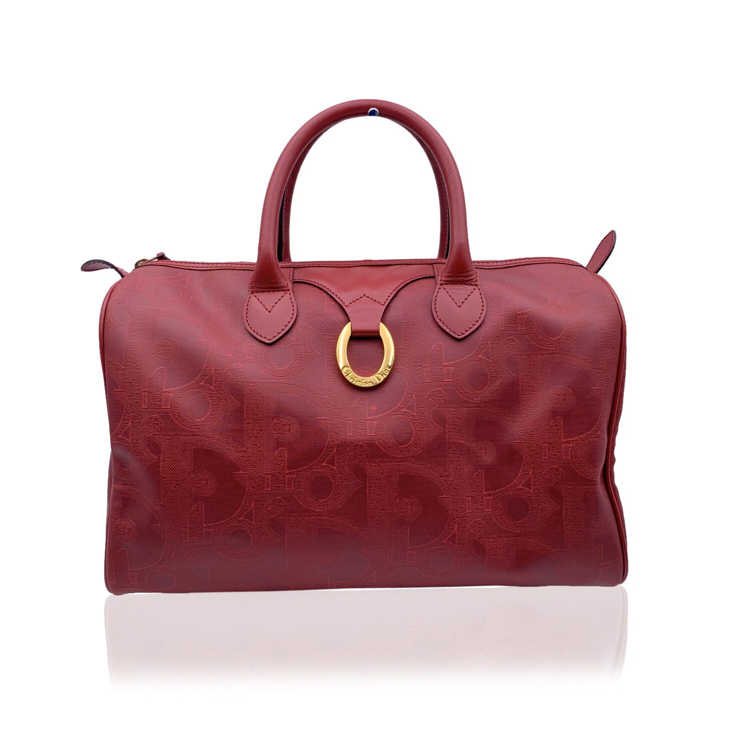 Dior Burgundy Bordeaux Monogram Trotter Oblique Boston Duffle Bag 111d21