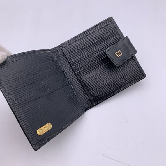 Authentic Fendi Vintage Black Epi Leather Bifold … - image 4