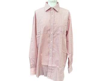 Autentica camicia da uomo Yves Saint Laurent vintage in cotone Vichy rosa, taglia 39/15,5 M