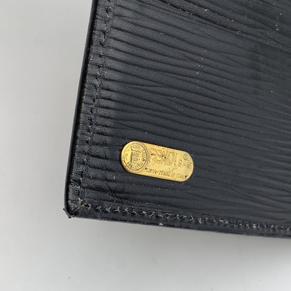 Authentic Fendi Vintage Black Epi Leather Bifold … - image 7