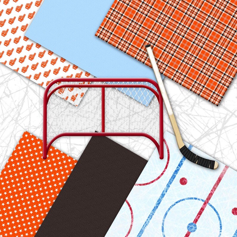 Philadelphia Hockey Scrapbook Paper: Digital Hockey Paper and Clip Art (Digital Download) image 3