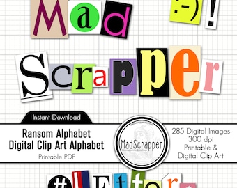 Ransom Note Alphabet: Magazine Cutout Letters (Digital Download)