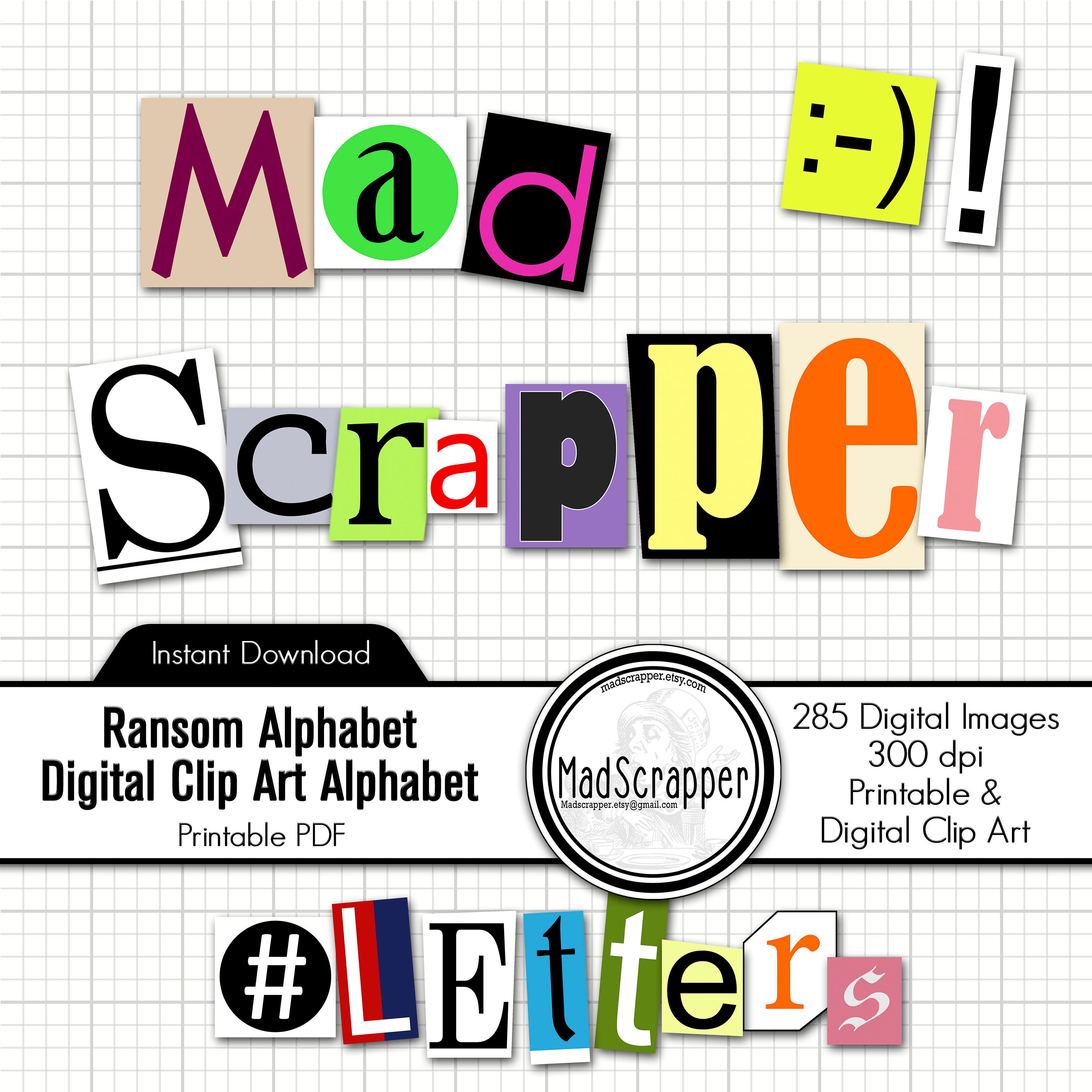 Digital Magazine Cutout Alphabet-ransom Note Letters-numbers