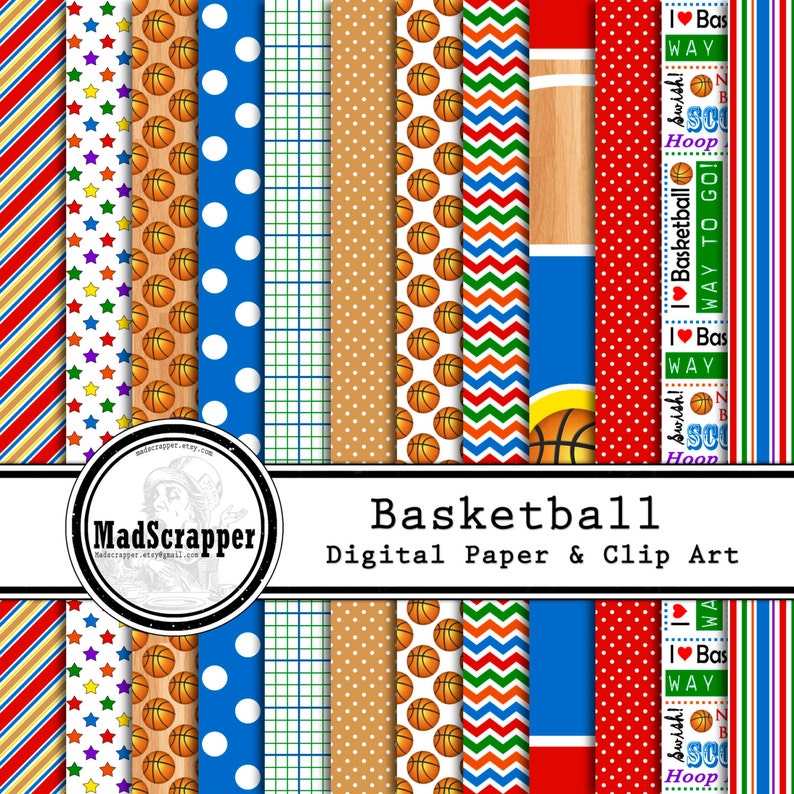 Digital Scrapbook Paper Basketball Paper Digital Basketball Etsy
