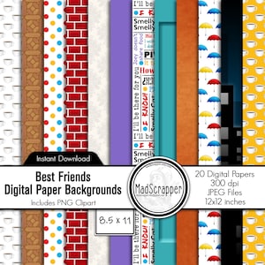 Digitaal plakboek Best Friends Paper Digital Best Friends achtergronden en clipart Instant Download 8,5 x 11