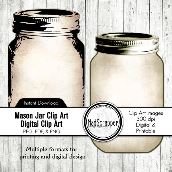 Digital Tags Antique Paper Mason Jar Tags Gift Tags Printable and Digital Mason Jar Tags PDF and PNG Instant Download