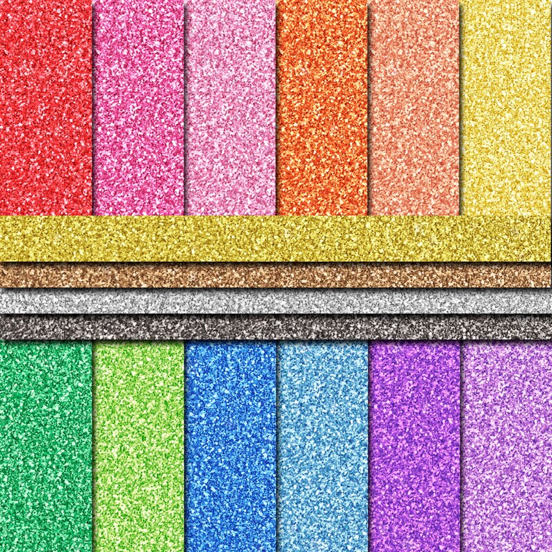 Digital Scrapbook Paper Glitter Paper Rainbow Colors Digital Etsy