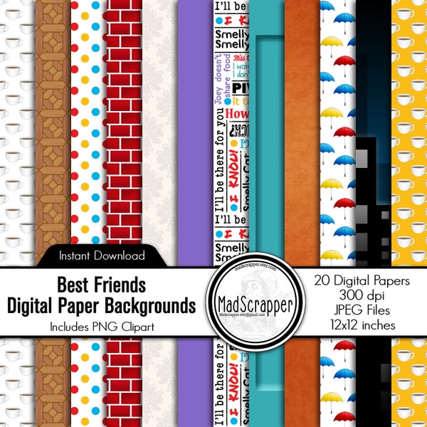 Digital Scrapbook Paper Digital Paper Best Friends Paper Best Friends Clipart Instant Download