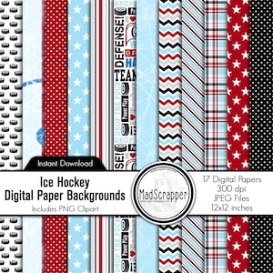Digital Scrapbook Paper Hockey Paper Digital Hockey Backgrounds and Clipart Instant Download