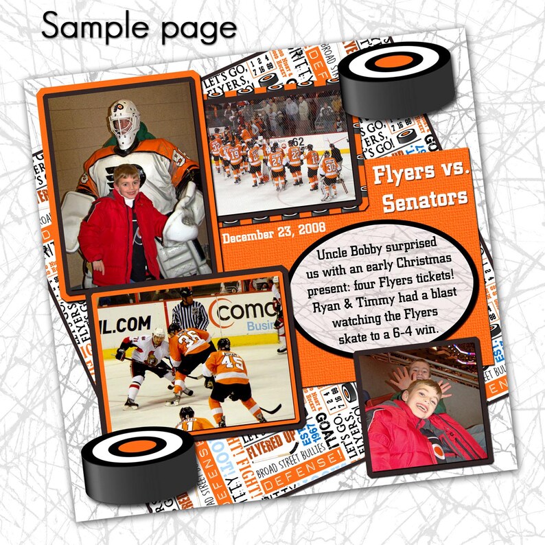 Philadelphia Hockey Scrapbook Paper: Digital Hockey Paper and Clip Art (Digital Download) image 4