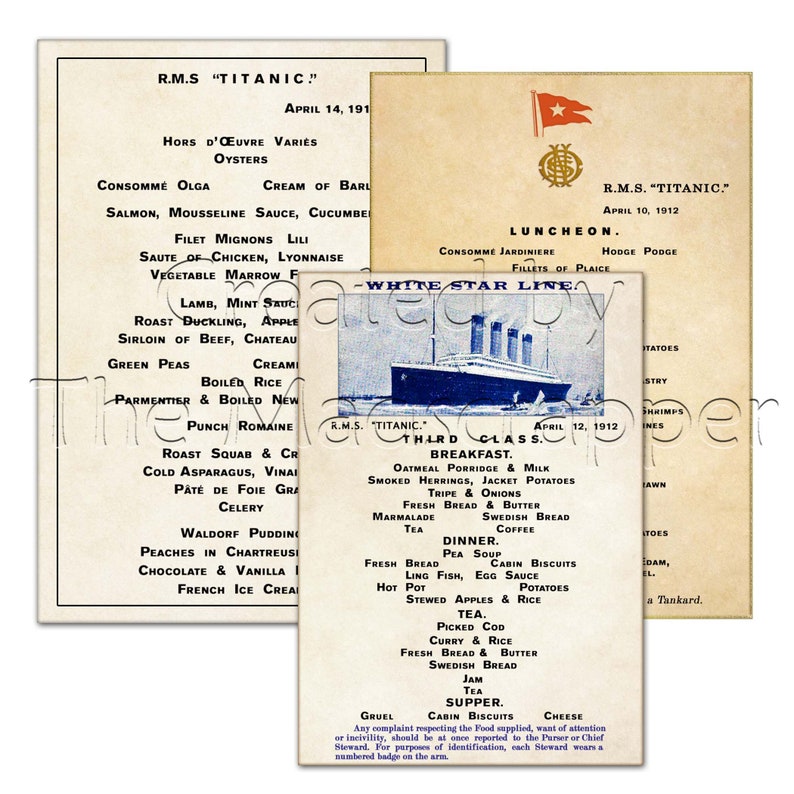 Digital Titanic Printables Titanic Menus Printable and Etsy