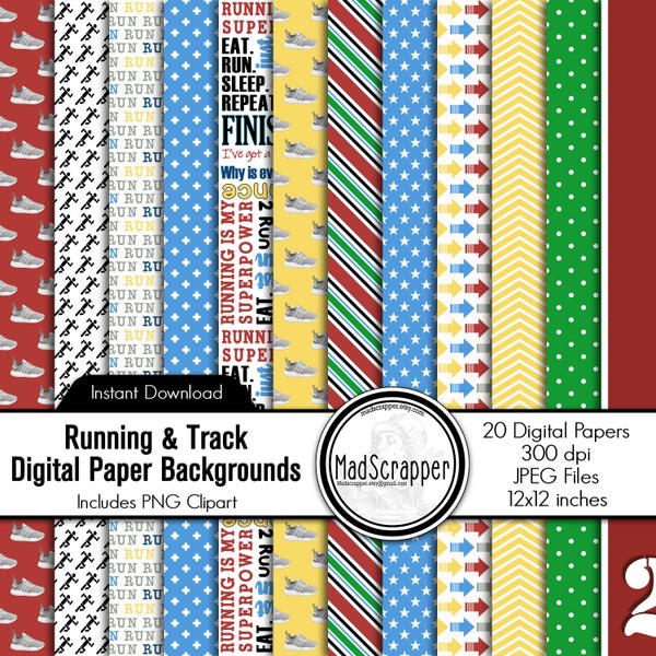 Digital Scrapbook Paper Running Track Digital Track Scrapbook Paper Backgrounds and Clipart Instant Download