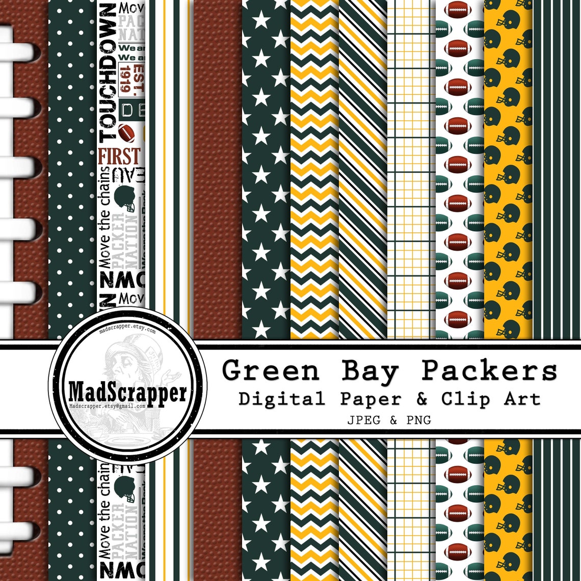 Digital Scrapbook Paper Green Bay Packers Colors Football Etsy