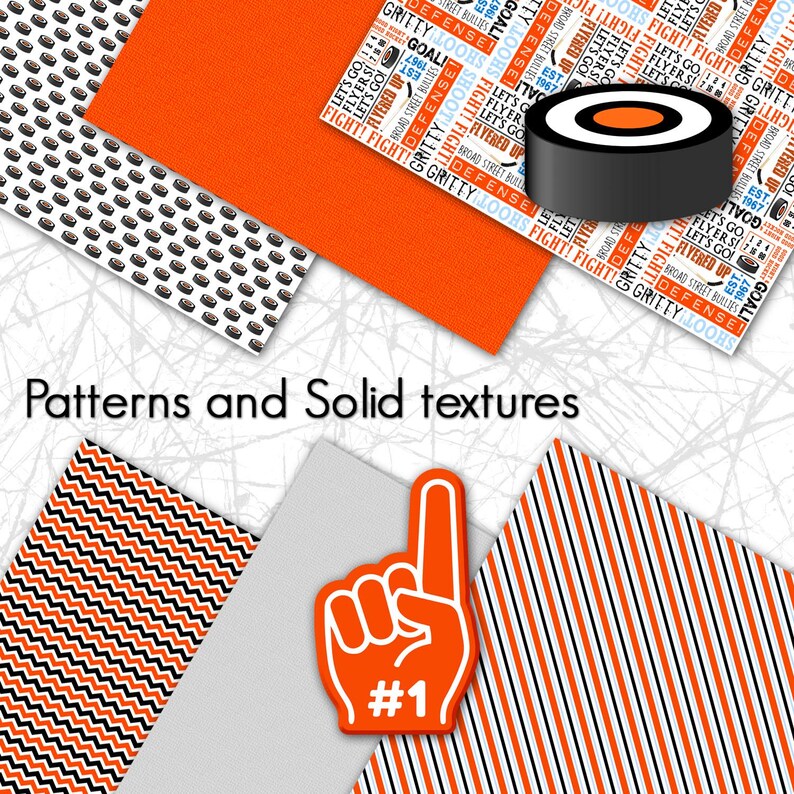 Philadelphia Hockey Scrapbook Paper: Digital Hockey Paper and Clip Art (Digital Download) image 2