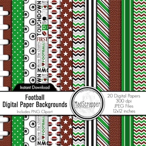 Football Scrapbook Paper: Digital Football Paper and Clip Art (Digital Download)