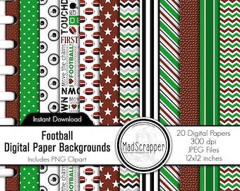 Football Scrapbook Paper: Digital Football Paper and Clip Art (Digital Download)