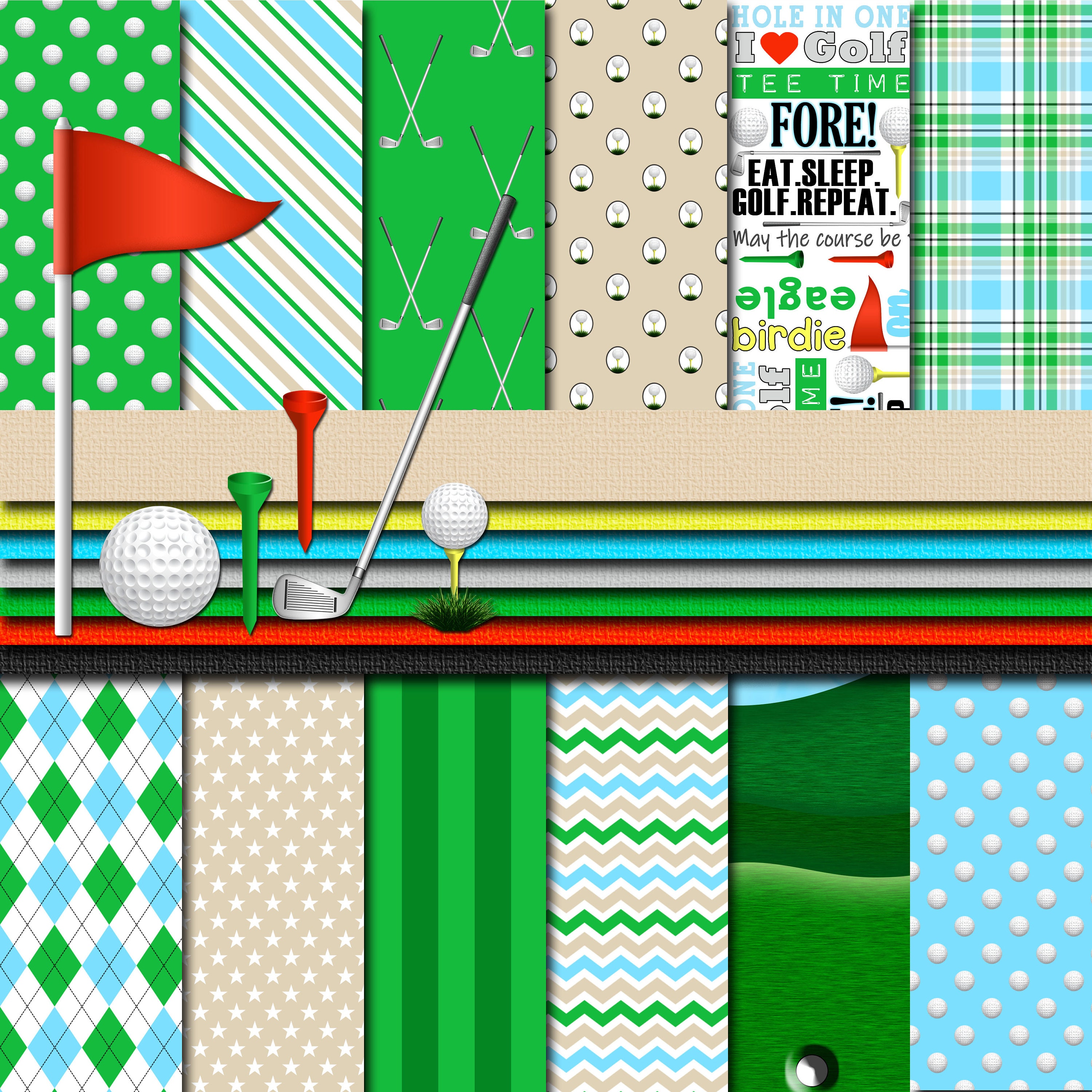 Digital Scrapbook Paper Golf Digital Golf Scrapbook Paper Etsy