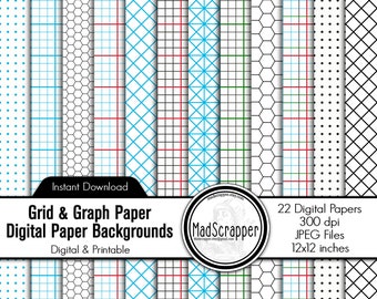 Digital Scrapbook Paper Grid Paper Digital Grid Paper Backgrounds Instant Download