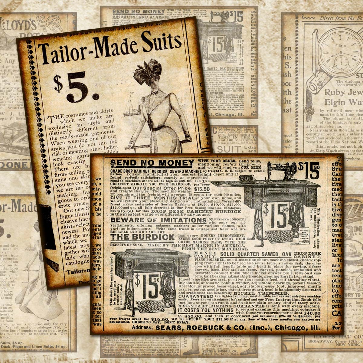 Digital Collage Sheet Vintage Newspaper Advertisements Vintage - Etsy  Denmark