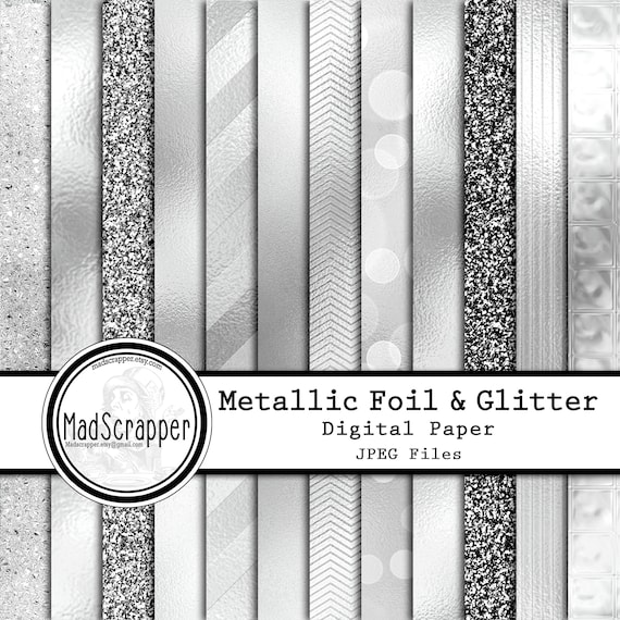 Silver Glitter Textured Background Papers Digital Download Set of 20 Papers For Personal /& Commerical Projects