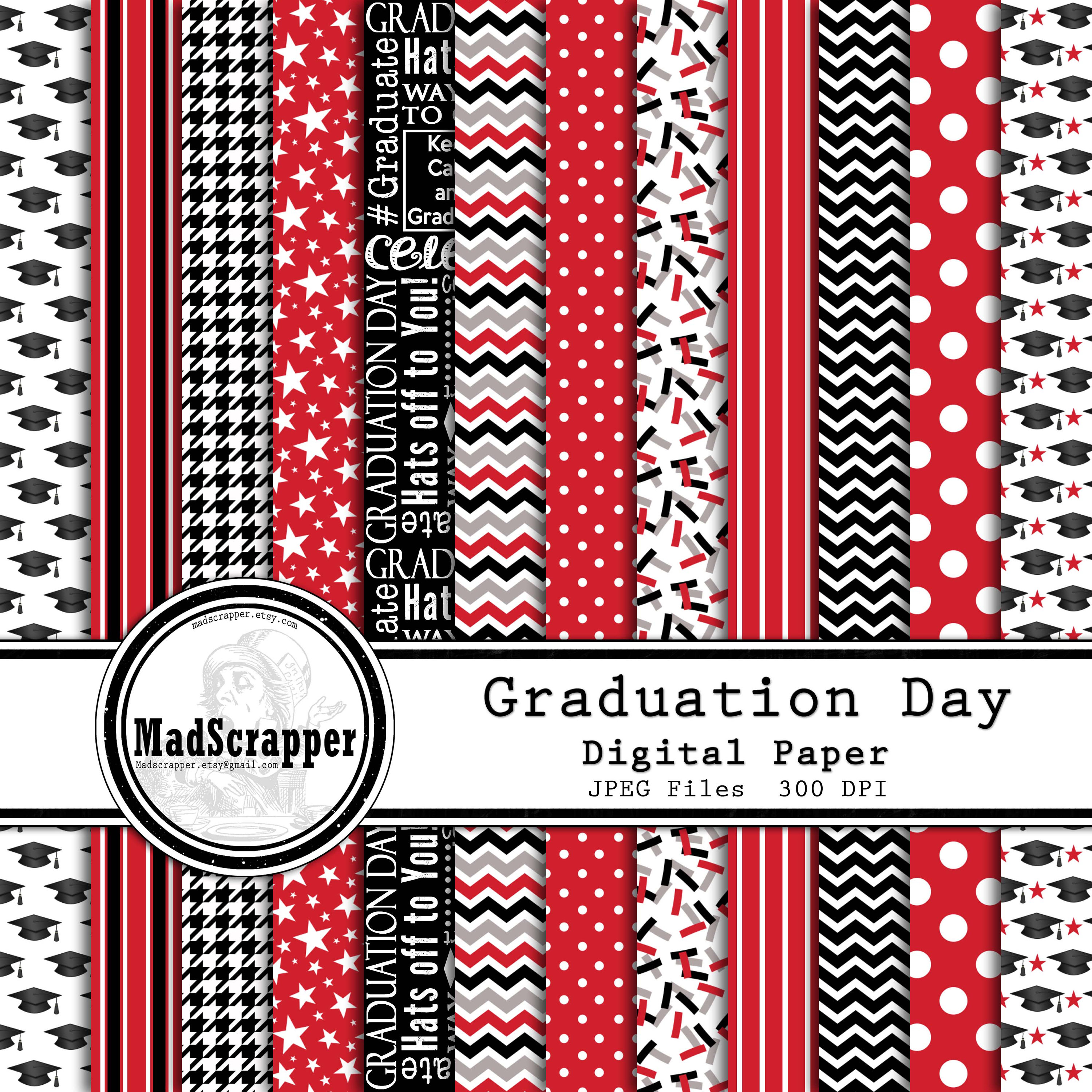 Digital Scrapbook Paper Graduation Day Digital Paper Black and Etsy