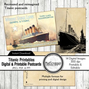 Digitale Titanic Printables Titanic Postkarten Druckbare und bearbeitbare Titanic-Postkarten, sofortiger Download